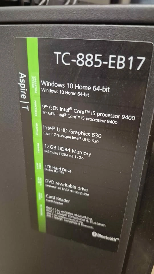Acer Computer Tower TC-885-EB17 - photo 2