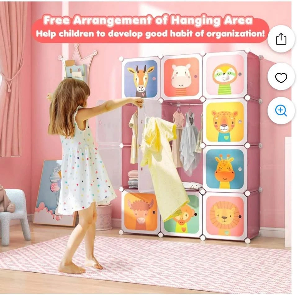 12-Cube Kids Wardrobe Baby Dresser Armoire Closet Pink - photo 2