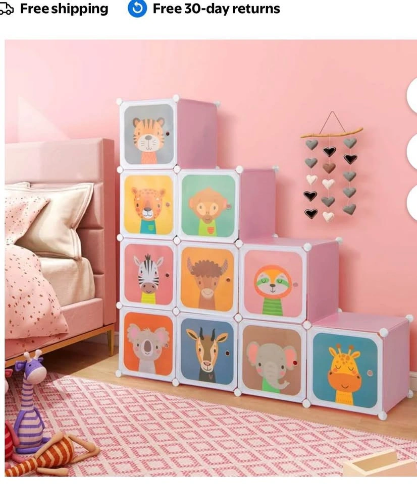 12-Cube Kids Wardrobe Baby Dresser Armoire Closet Pink - photo 3