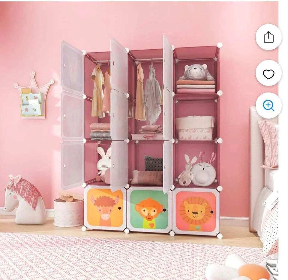 12-Cube Kids Wardrobe Baby Dresser Armoire Closet Pink - photo 4