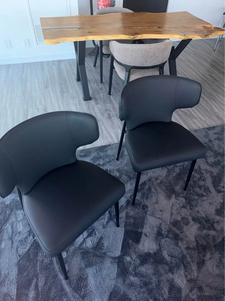 (SET OF 2) Black Leather Modern Dining Chairs - photo 3
