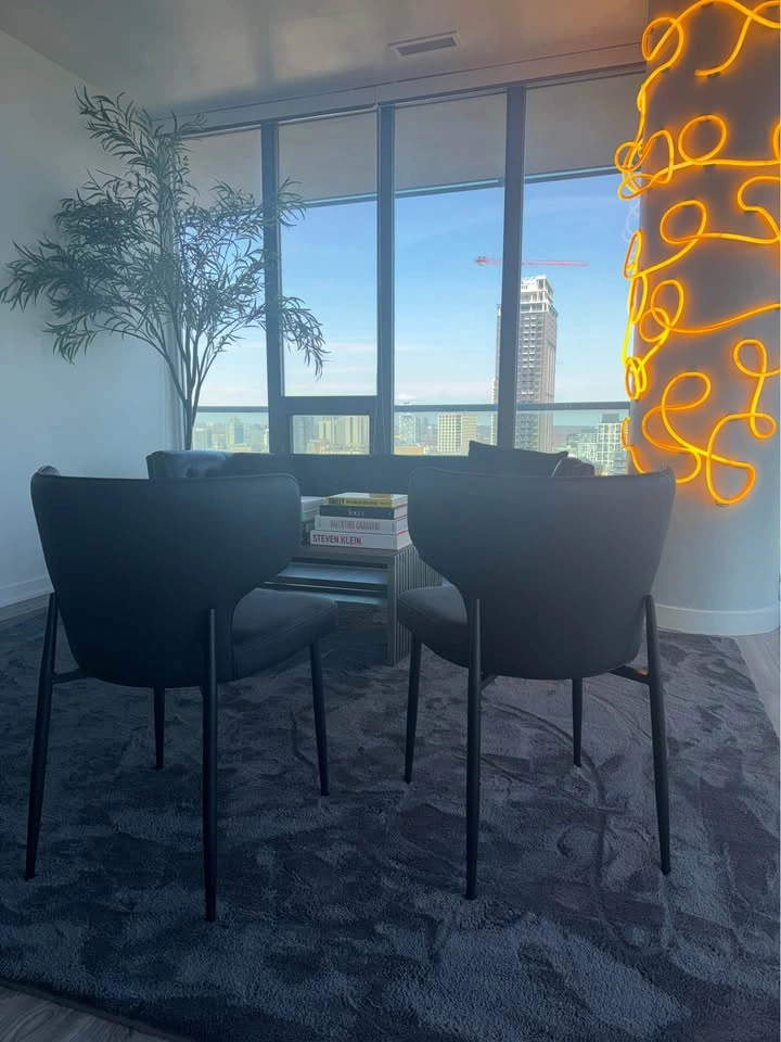 (SET OF 2) Black Leather Modern Dining Chairs - photo 4