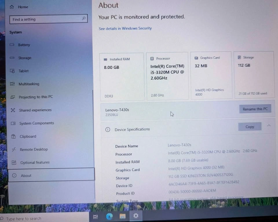 Lenovo T430s i5-3320M 2.60GHz 8G/120G Win 10 LTSC + Office - photo 2