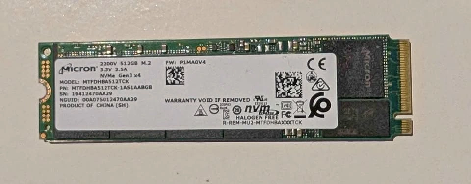 Micron NVMe 512GB M.2 2280 SSD
