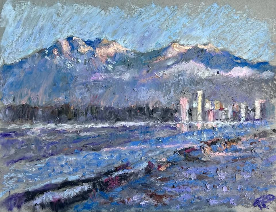Van City Evenings Original Oil Pastel Painting