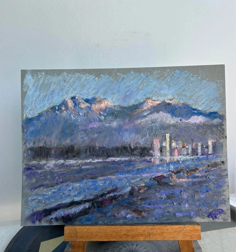 Van City Evenings Original Oil Pastel Painting - photo 2