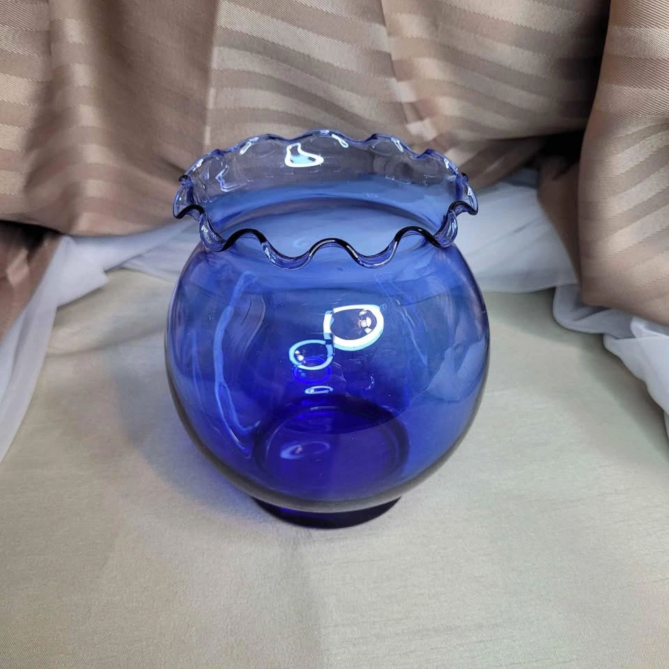 Vintage Cobalt Blue Glass Vase 5 1/4" x 3 3/4" - photo 3