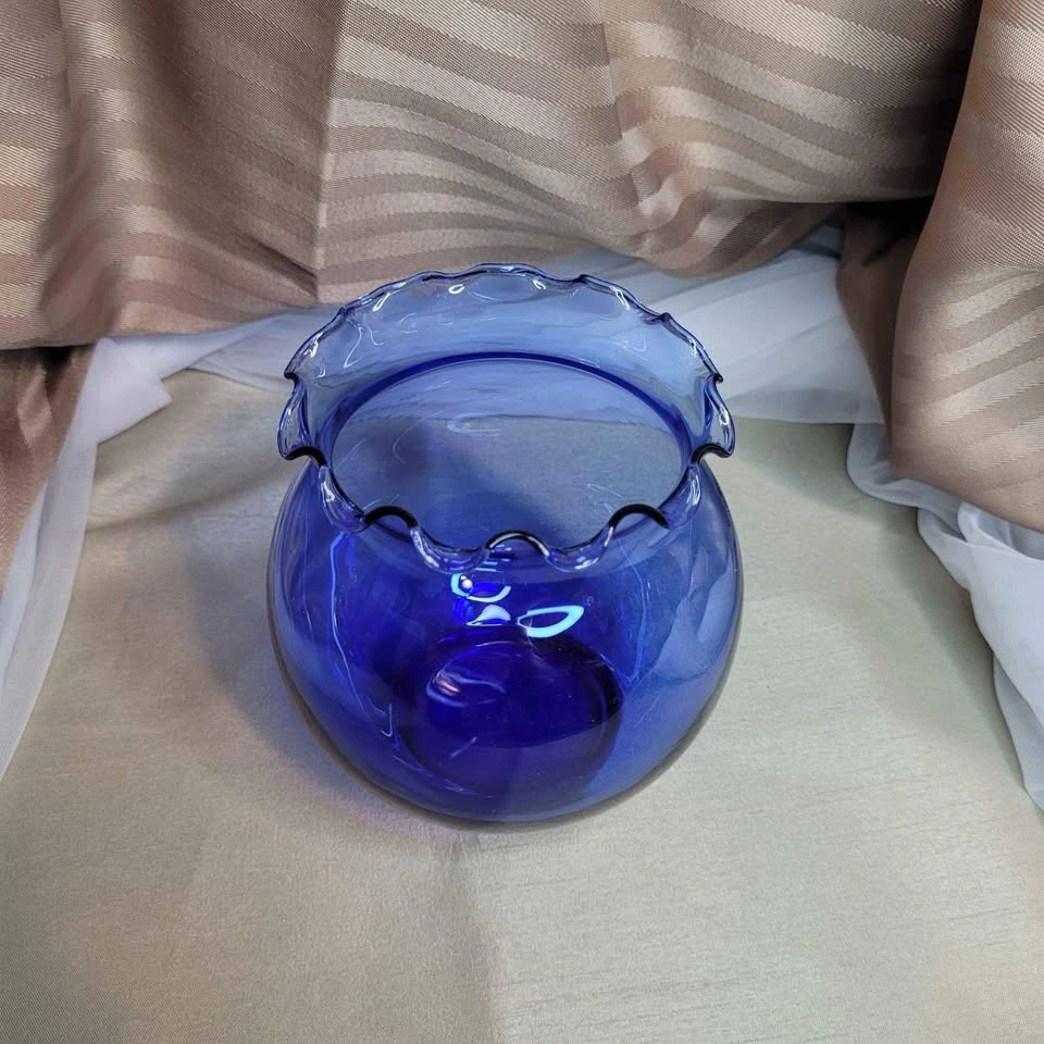 Vintage Cobalt Blue Glass Vase 5 1/4" x 3 3/4" - photo 4