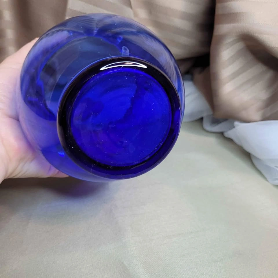 Vintage Cobalt Blue Glass Vase 5 1/4" x 3 3/4" - photo 5