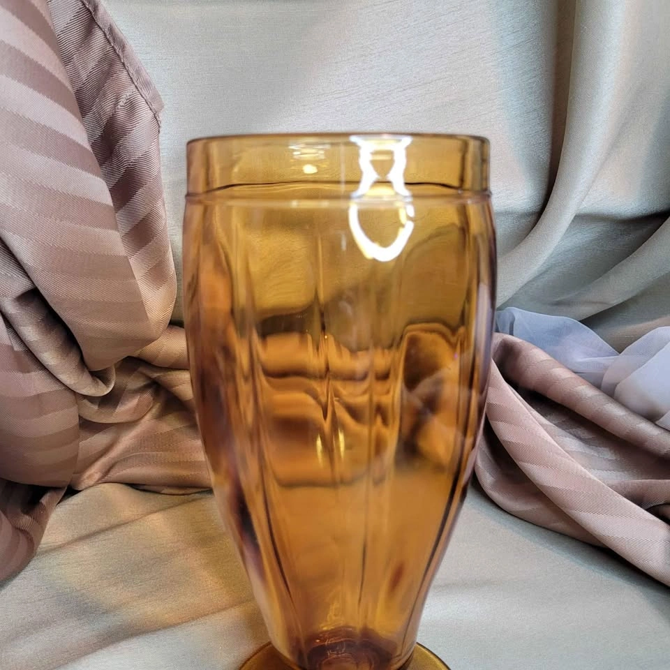 Vintage Amber Glass Vase - 8" Tall - photo 4
