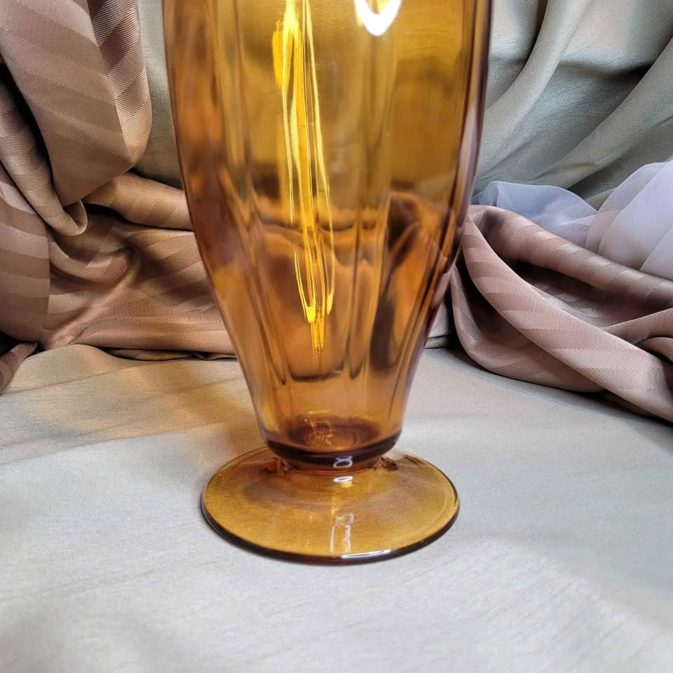 Vintage Amber Glass Vase - 8" Tall - photo 5