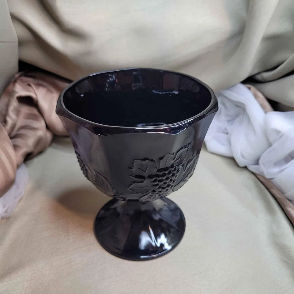 Vintage Black Glass Pedestal Vase/Compote - photo 2