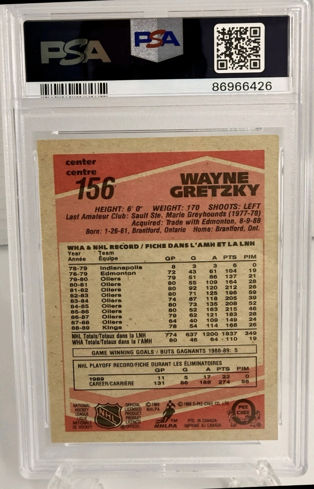 1989-90 🔥PSA 8🔥 Wayne Gretzky L.A. Kings Card 156 - photo 2