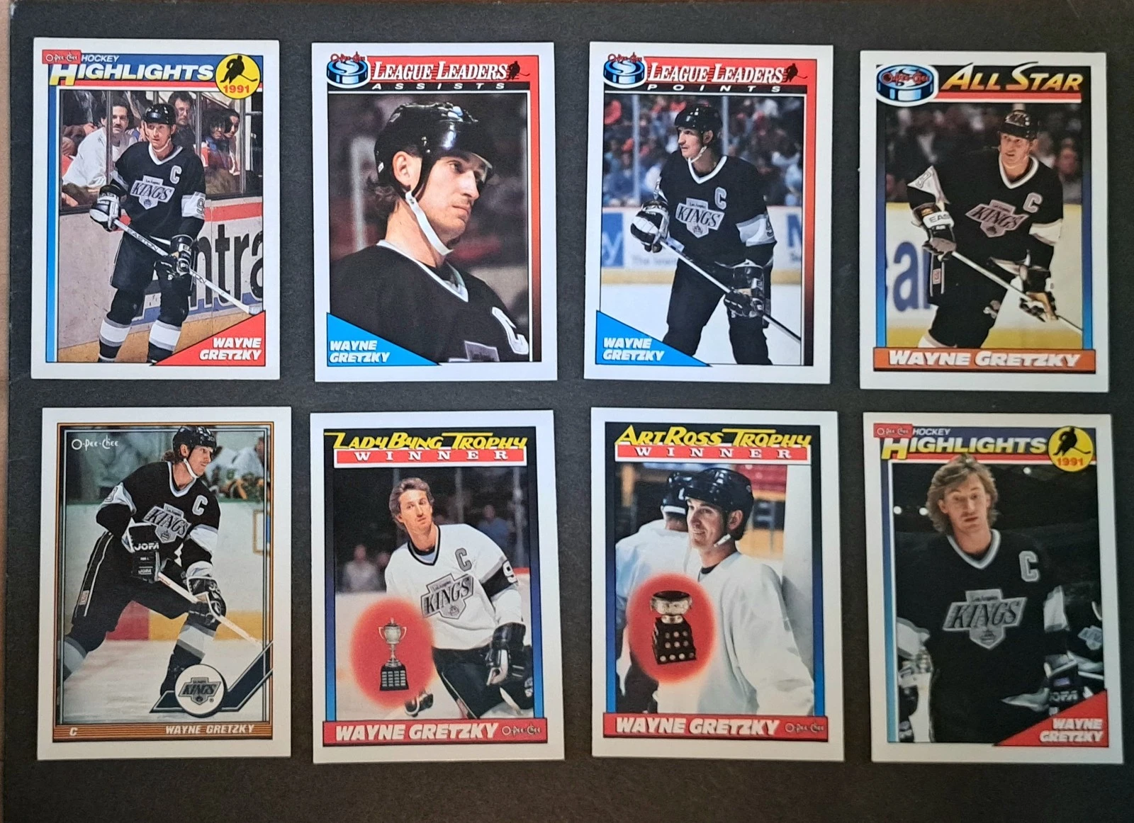 91-92 O-Pee-Chee Wayne Gretzky Cards #201, 224, 257, 258, 321, 5