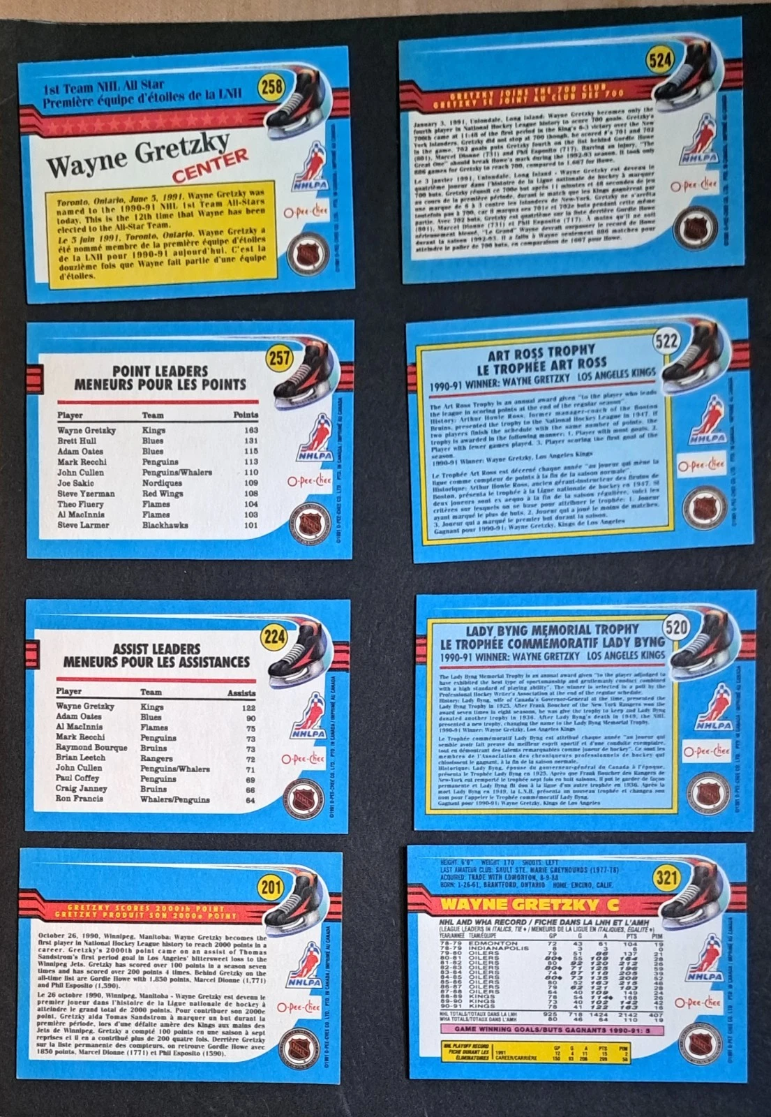 91-92 O-Pee-Chee Wayne Gretzky Cards #201, 224, 257, 258, 321, 5 - photo 2