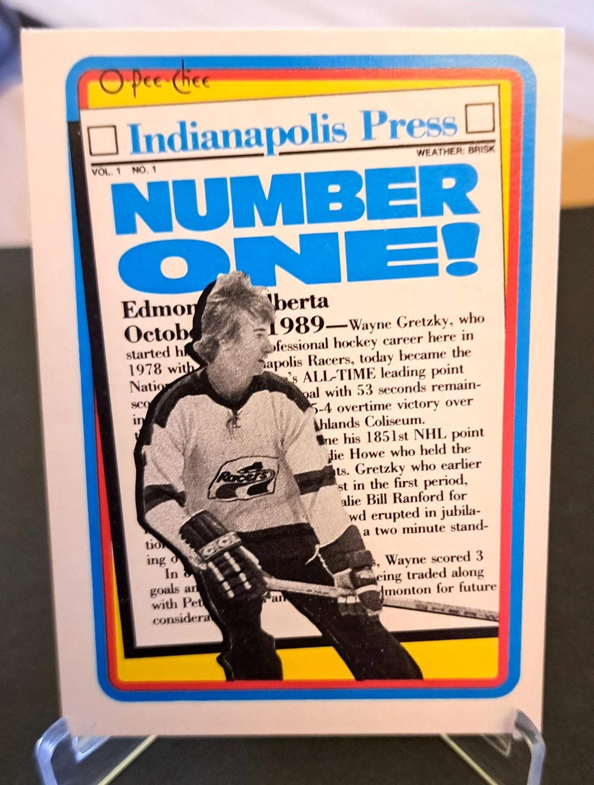Wayne Gretzky O-Pee-Chee Card #1 NHL Indianapolis Press 1989