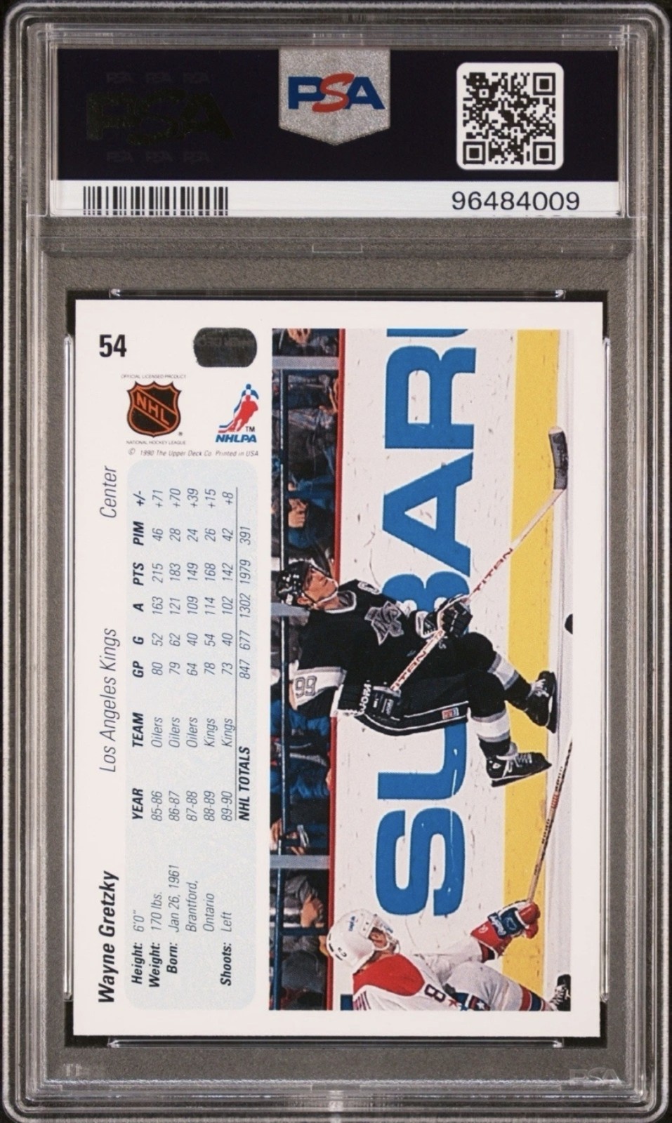 1990-91 Upper Deck Wayne Gretzky Card 54 PSA 8 - photo 2