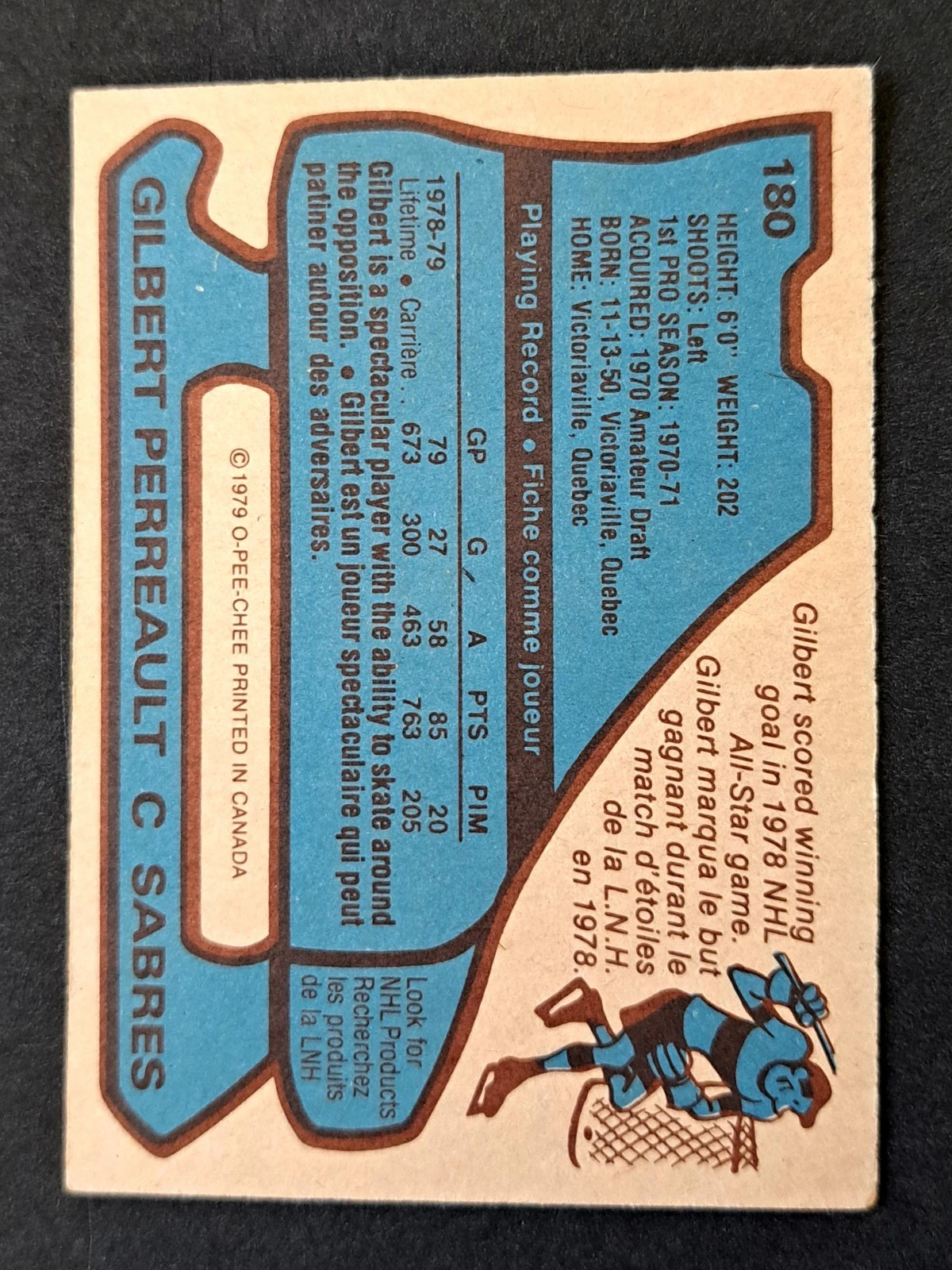 1979-80 O-Pee-Chee #180 Gilbert Perreault - Buffalo Sabres - photo 2