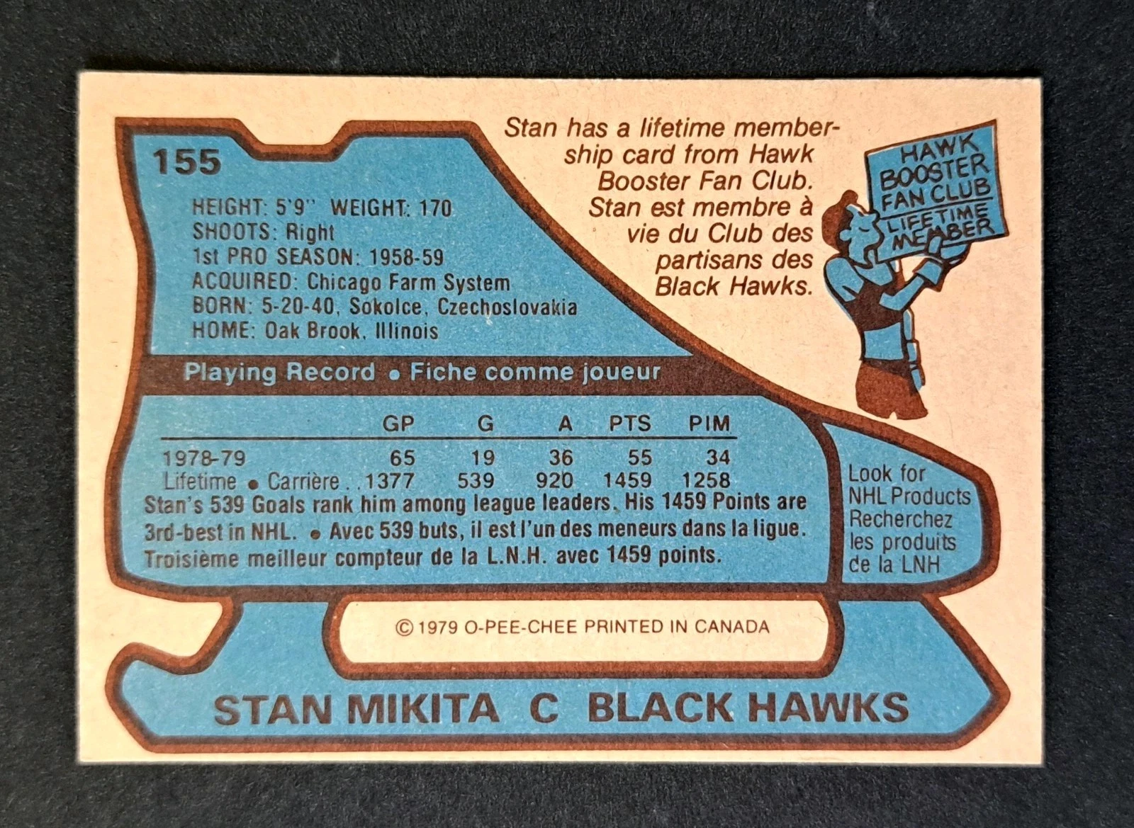 1979-80 O-Pee-Chee #155 Stan Mikita - Chicago Blackhawks - photo 2