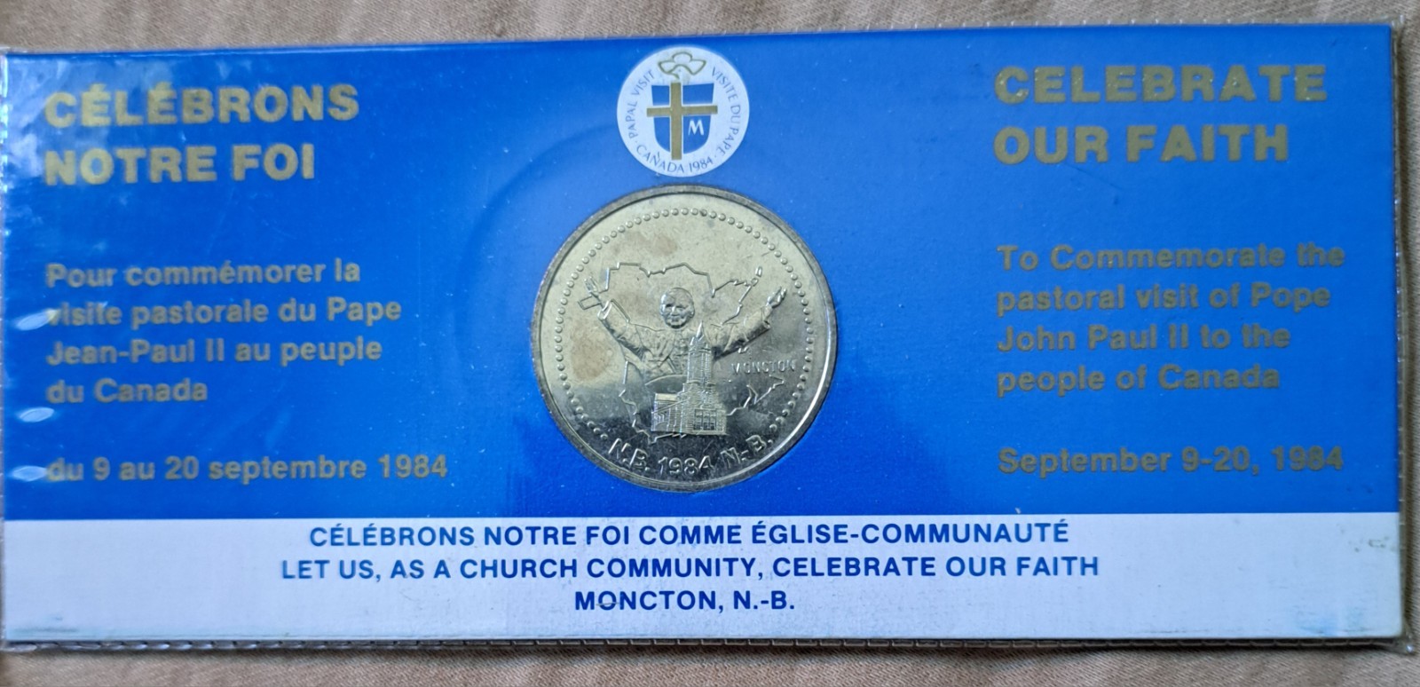 Pope John Paul II 1984 Moncton NB Coin - photo 2
