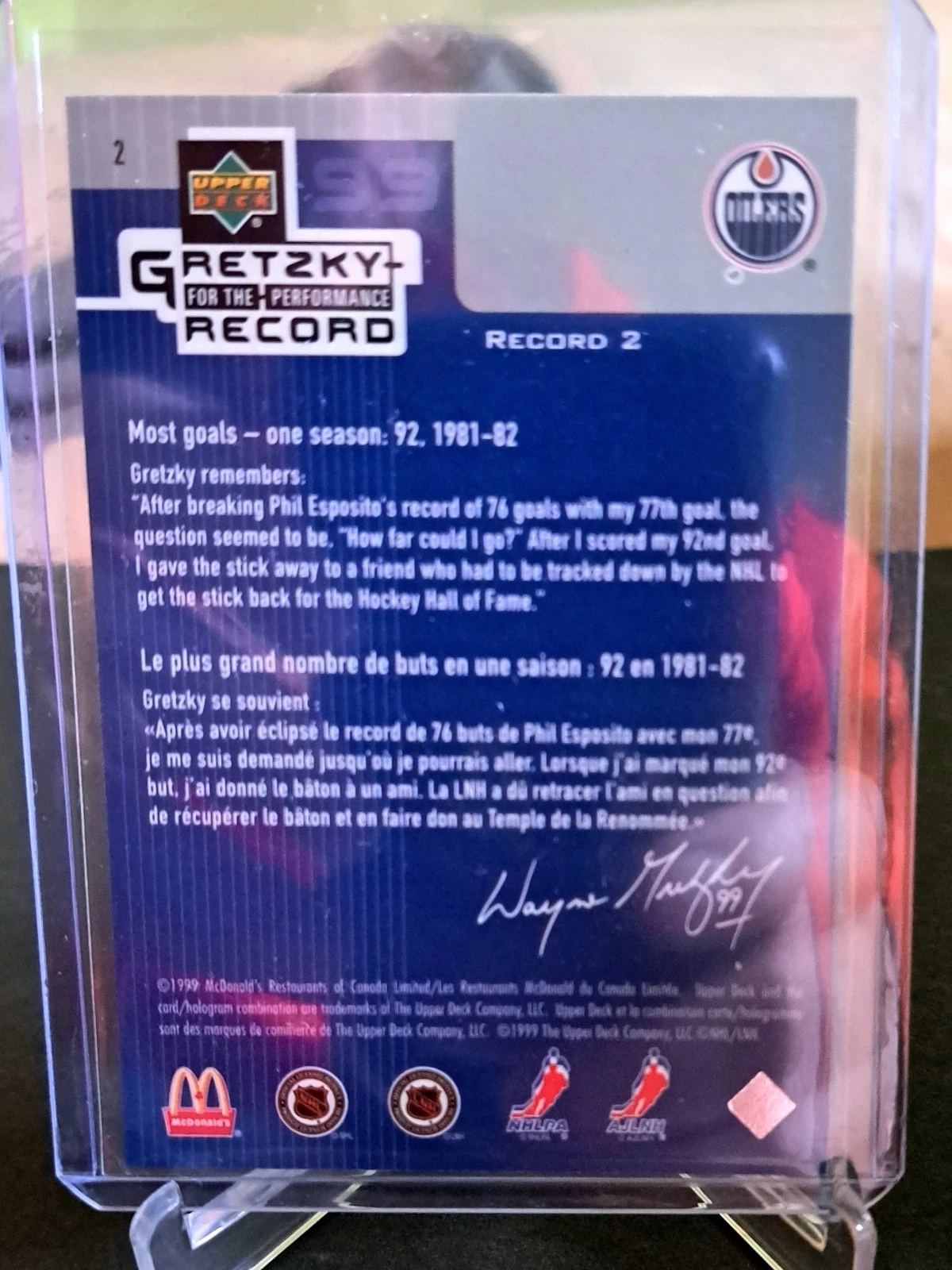 1999-00 McDonald's Wayne Gretzky For the Performance Record #2 - photo 2