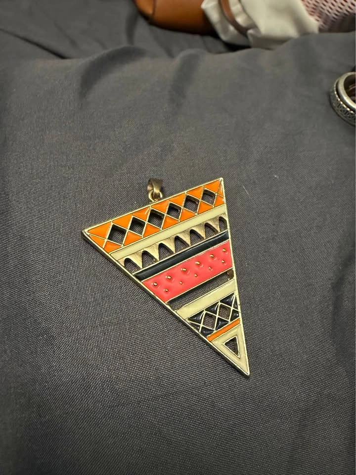 Geometric Enamel Triangle Pendant