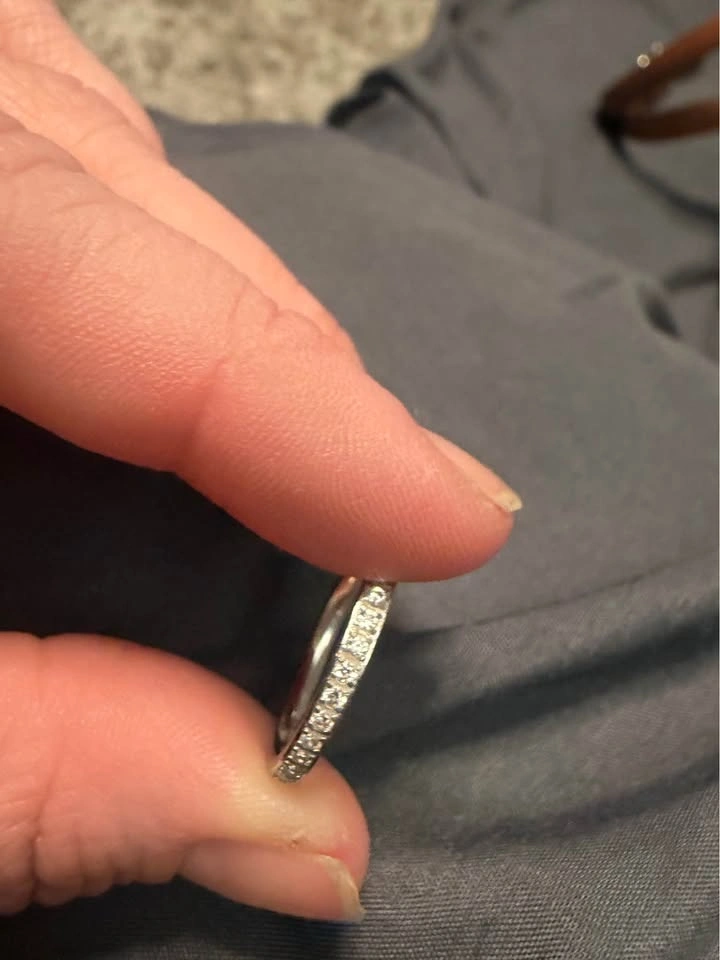 Silver Diamond Eternity Band Ring - photo 2