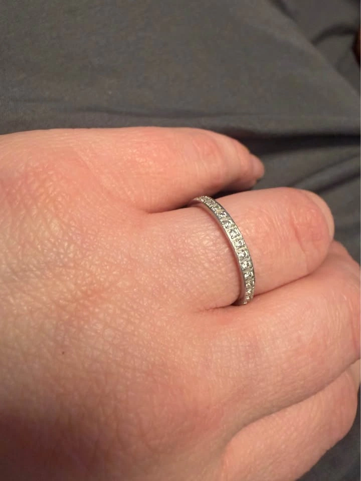 Silver Diamond Eternity Band Ring - photo 4