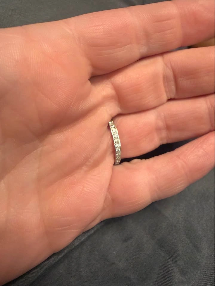 Silver Diamond Eternity Band Ring - photo 5