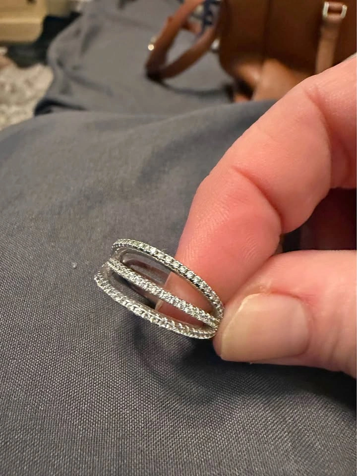 Silver Triple Band Pavé Ring