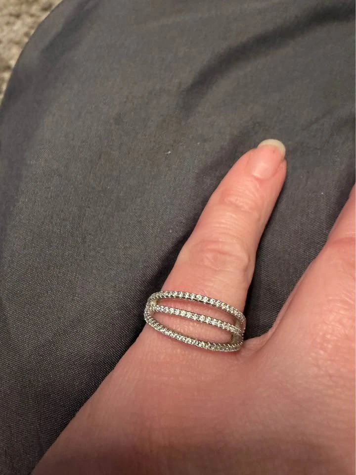Silver Triple Band Pavé Ring - photo 2