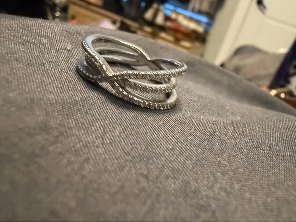 Silver Triple Band Pavé Ring - photo 3