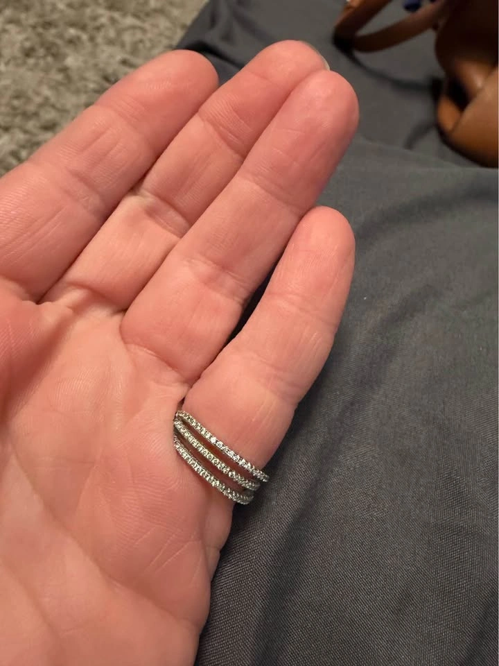 Silver Triple Band Pavé Ring - photo 4