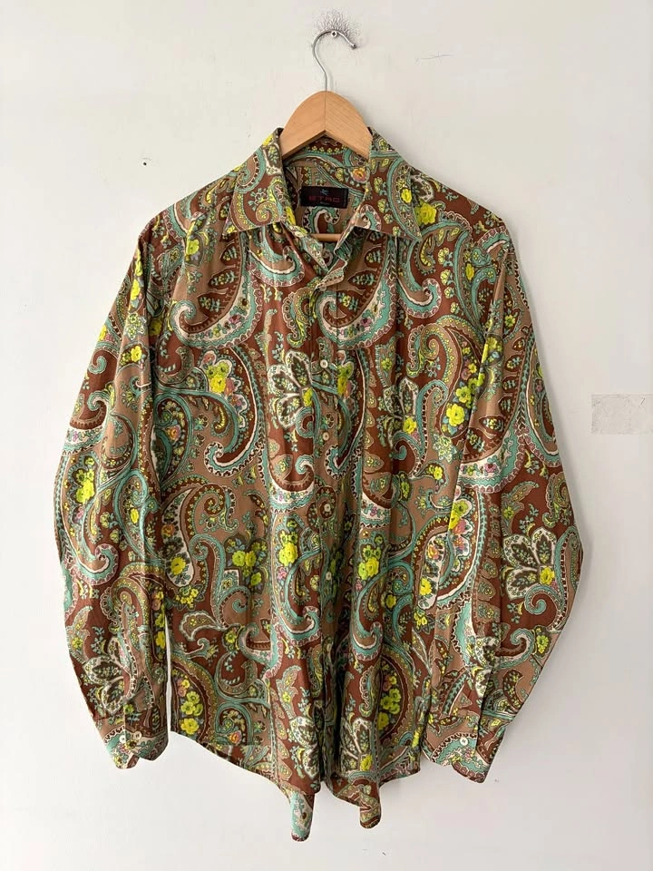 Etro Milano Mens Paisley Long Sleeve Shirt Size 42