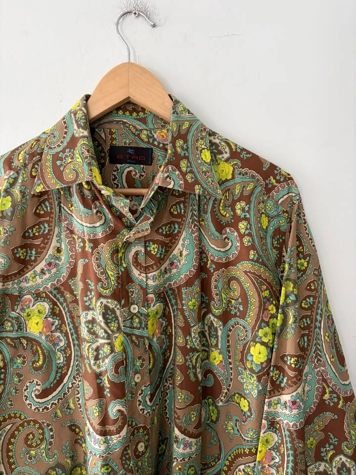 Etro Milano Mens Paisley Long Sleeve Shirt Size 42 - photo 2