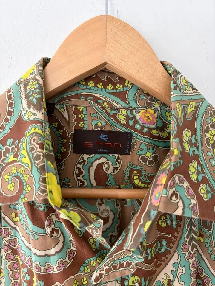Etro Milano Mens Paisley Long Sleeve Shirt Size 42 - photo 3