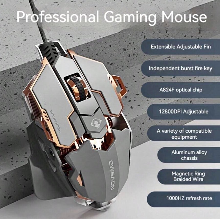 G5 USB Wired Gaming Mouse Silent/Metal 7 Button
