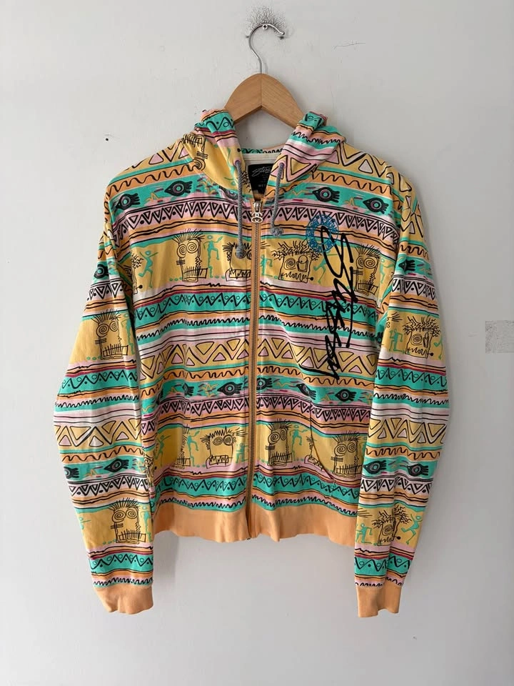 Vintage Stussy Women's Aztec Full Zip Hoodie Size M