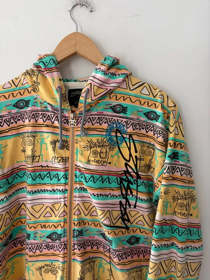 Vintage Stussy Women's Aztec Full Zip Hoodie Size M - photo 2
