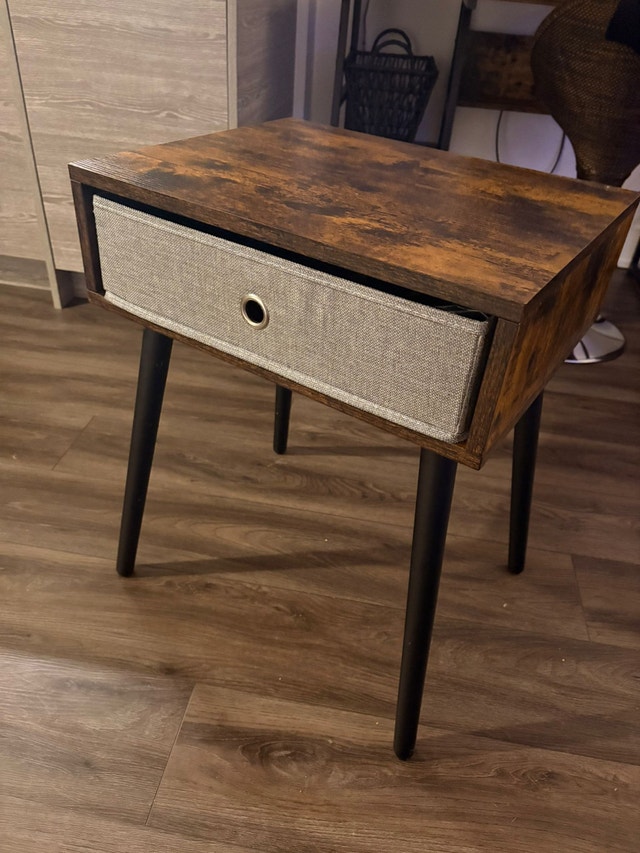 2 Nightstands / End Tables with fabric storage drawer - photo 2