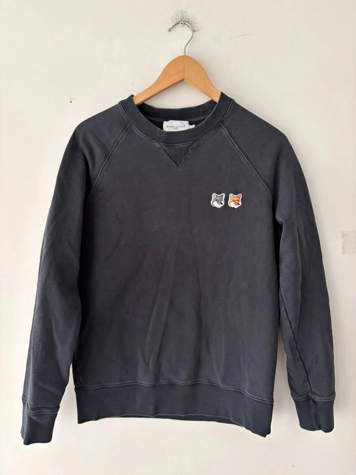 Maison Kitsune Mens Double Fox Head Patch Sweatshirt Size M