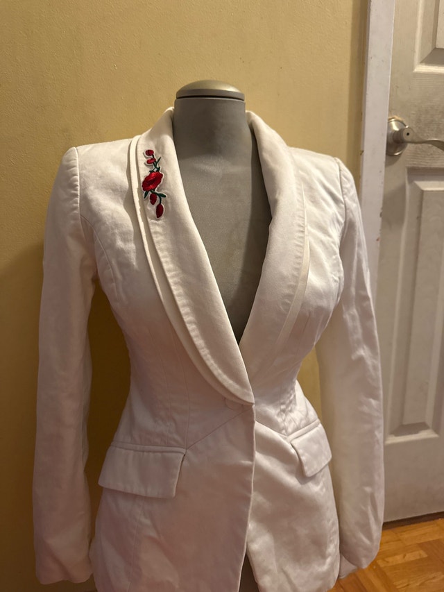 White Guess Blazer with Rose Accent