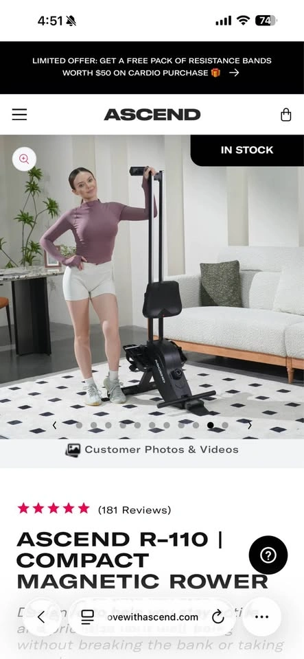 Ascend R -110 Compact Rowing Machine - photo 5