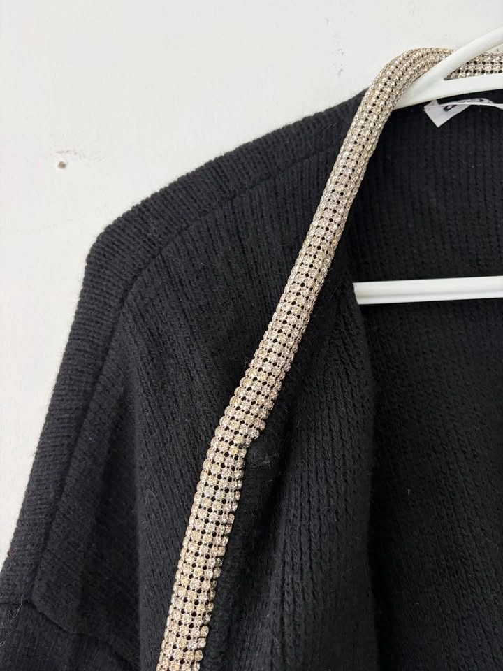 Alexander Wang Crystal Necklace Cropped Wool Cardigan L - photo 5
