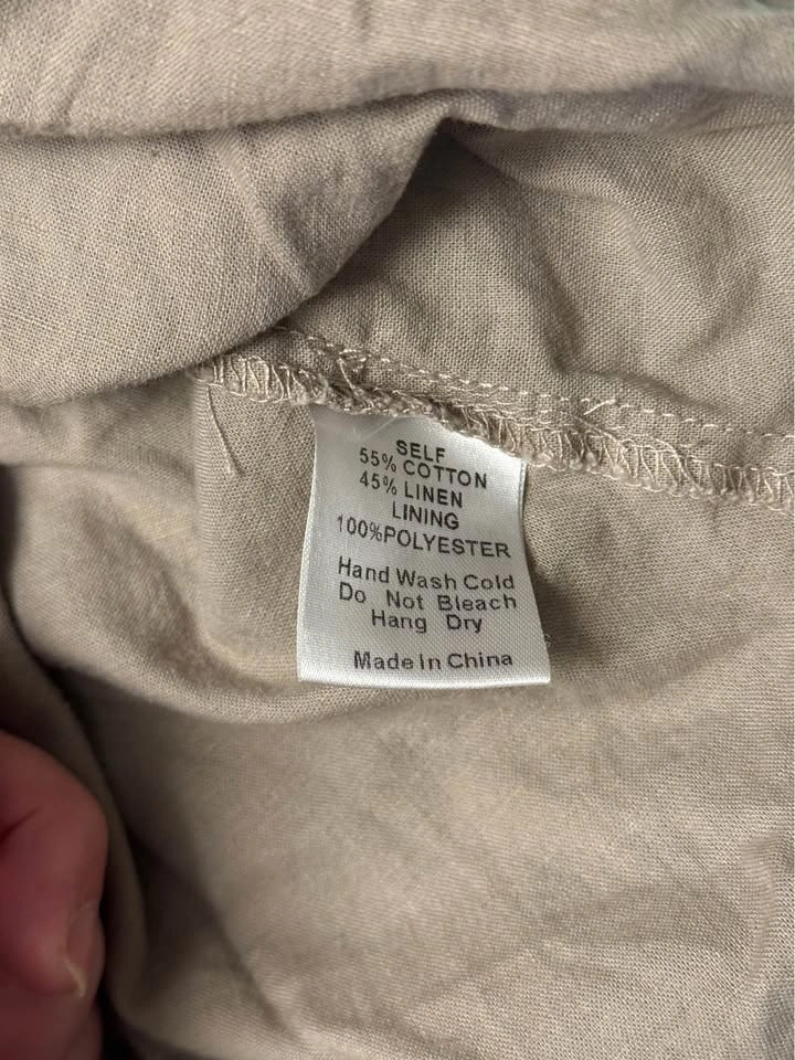 MOD REF Linen Blend Button Midi Dress - Tan Large - photo 3