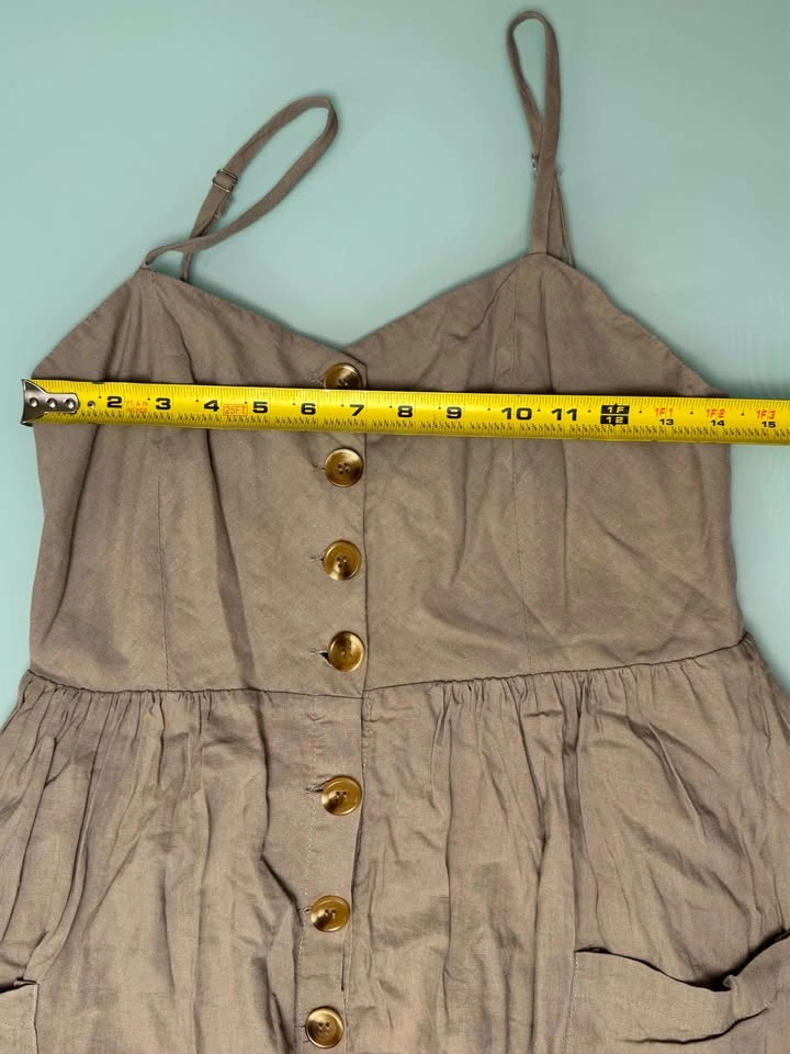 MOD REF Linen Blend Button Midi Dress - Tan Large - photo 4