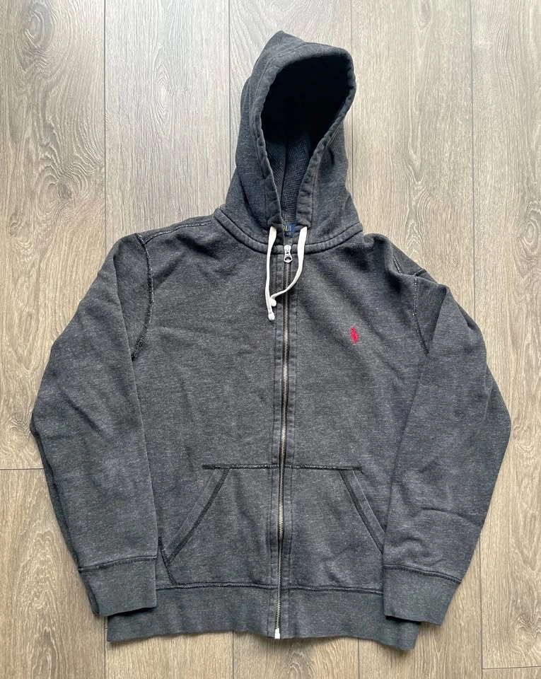 Vintage Polo Ralph Lauren Zip Up Gray Hoodie Size L