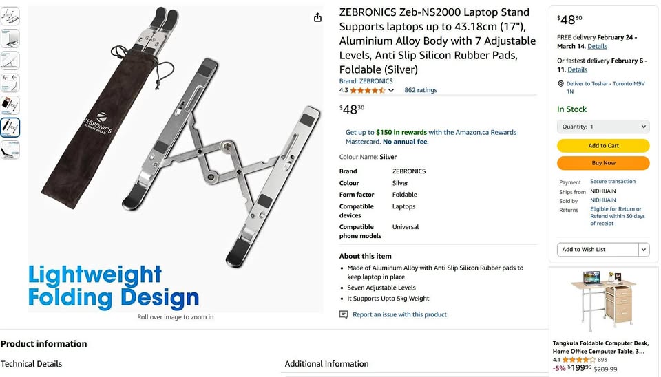Laptop Stand for Desk, Adjustable Laptop Riser