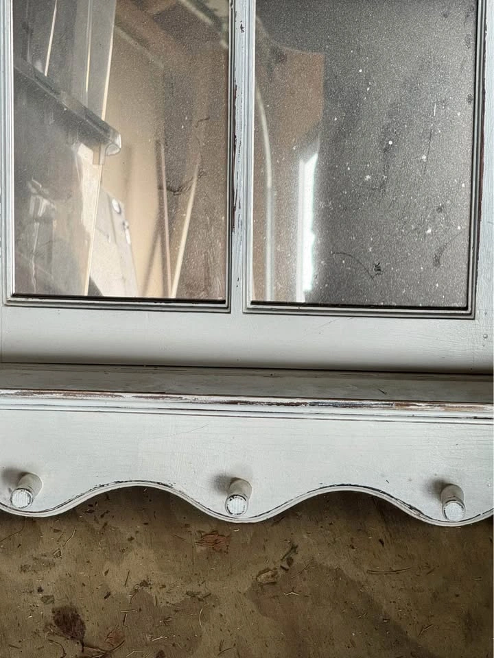 Antique Wall Mirror with Shelf and Hooks - photo 2