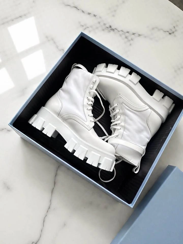 Prada Combat Boots White Size 38 (US 8) – Brand New